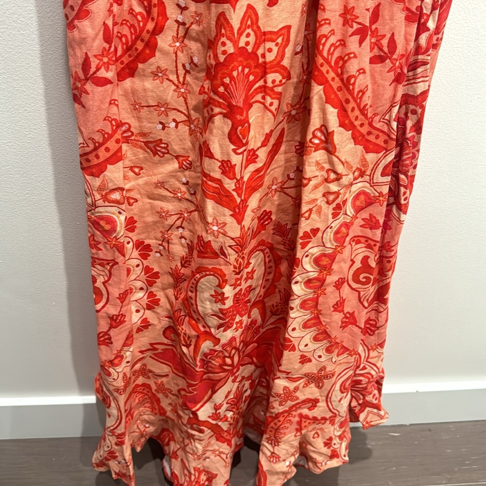 NWT Farm Rio Jaipur Crossover Linen Blend red vacation resort Maxi dress Medium - Picture 7 of 9